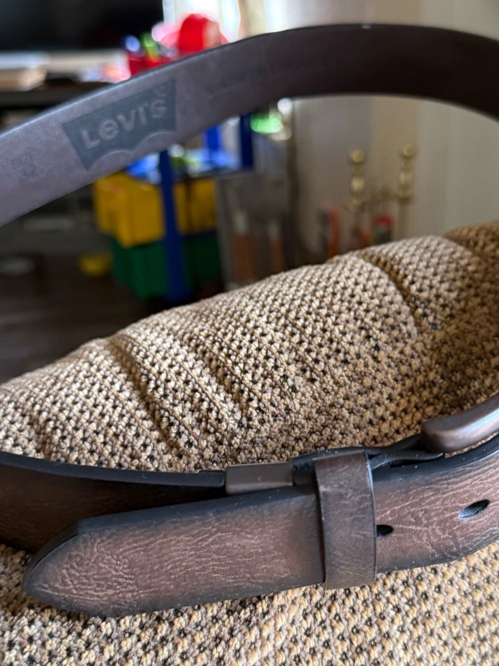 Levi's Brown Leather Men's Belt with Branded Strap
